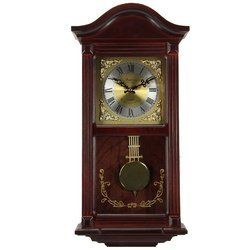 Bedford Clock Collection 22 Inch Wall Clock in Mahogany Cherry Oak Wood with Brass Pendulum and 4 Chimes Bedford Clock Collection 22 Inch Wall Clock in Mahogany Cherry Oak Wood with Brass Pendulum and 4 Chimes